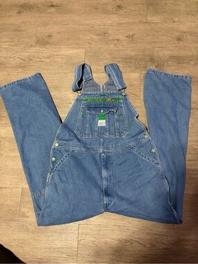 liberty Blue Denim Overalls with Green Accents